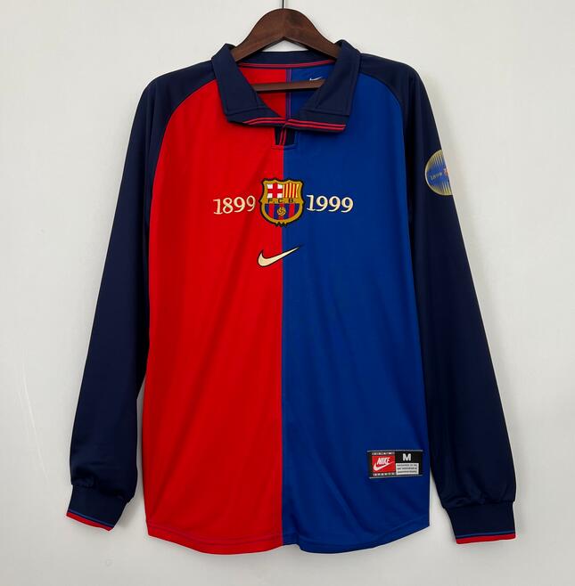 1899-1999 Barcelona Retro Home Long Sleeve Soccer Jersey Shirt